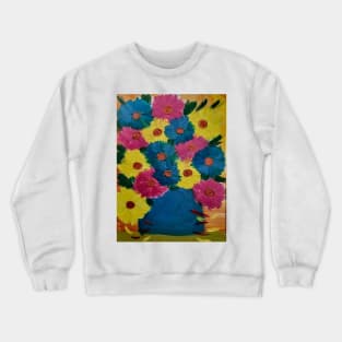 fun bright flowers to cheers up your morning In a Teal vase Crewneck Sweatshirt